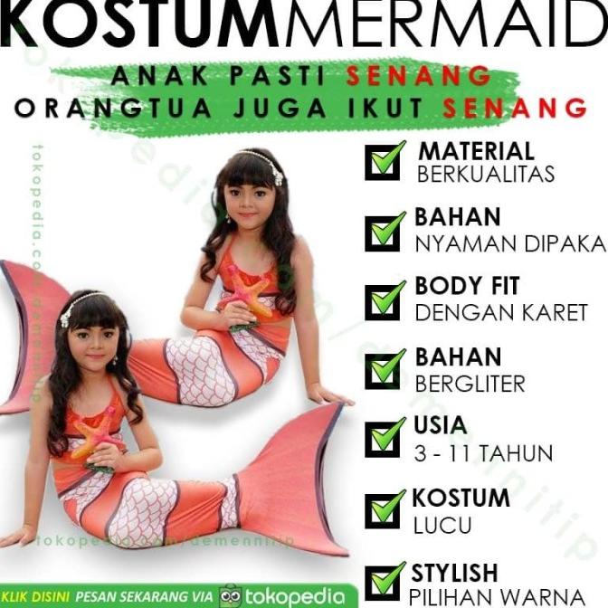 Kostum Mermaid Nemo Kostum Putri Duyung Anak Baju Renang Anak Terhits