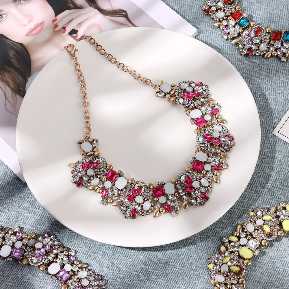 PREVA Rhinestone Big Bib Necklace Fashion Accessories Shiny Gift Luxury Wedding Jewlery Exaggerated Big Collar Necklace