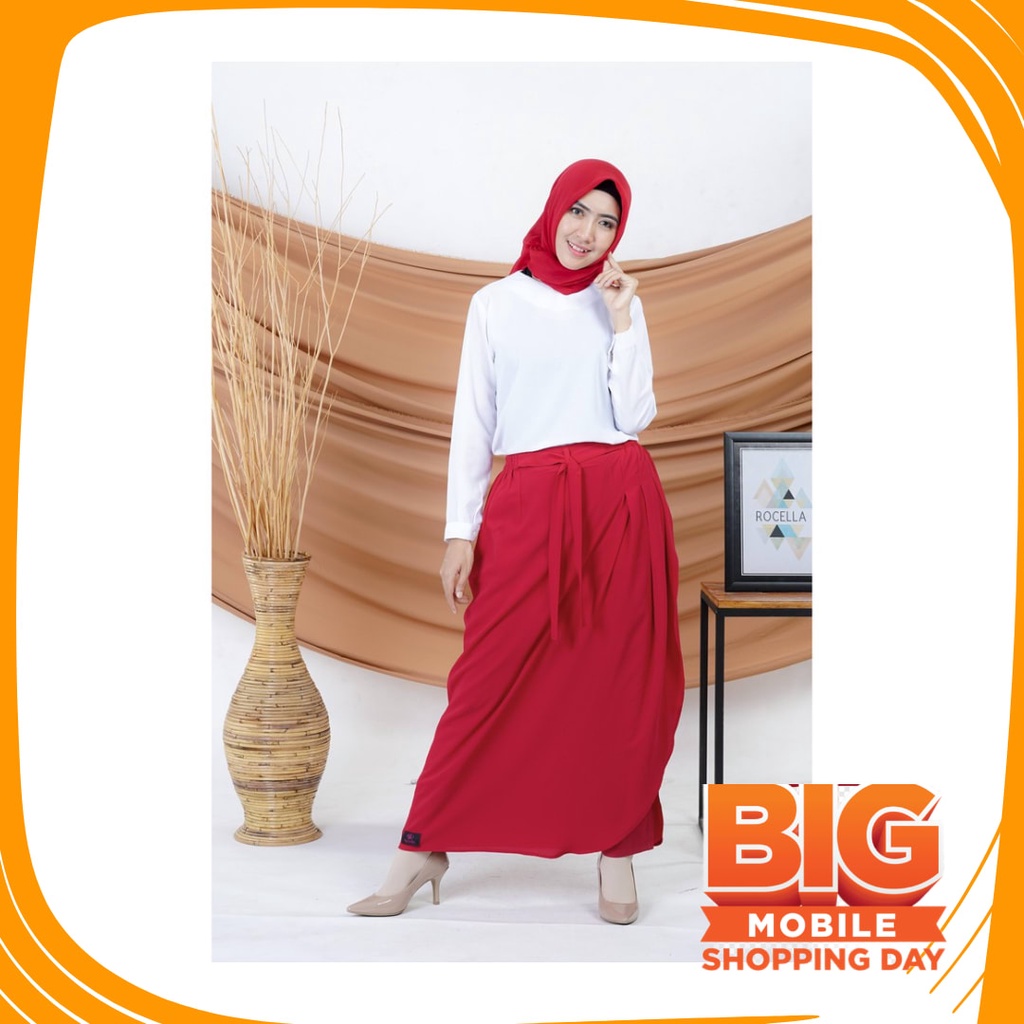 Plisket Jins Dnim MEkar biru merah hitam kuning hijau putih abu /  ROK CELANA PANJANG SIMPEL WANITA 