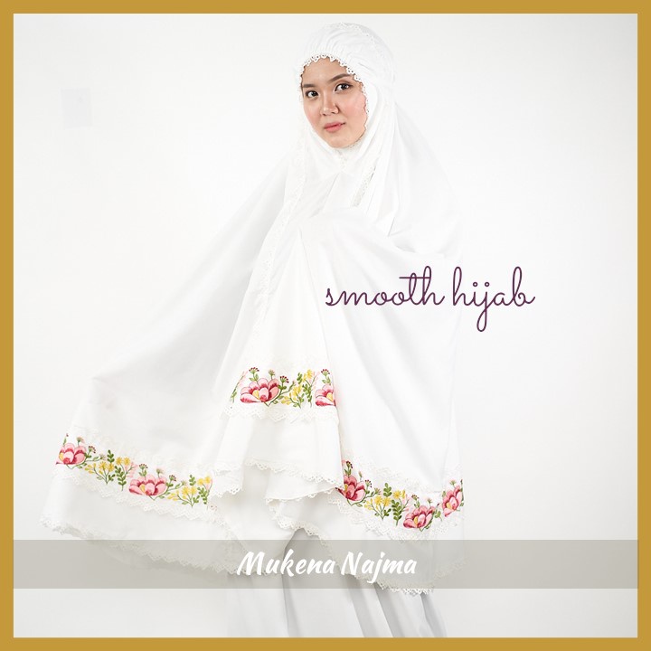 SMOOTH HIJAB Mukena Najma Bordir Putih Jumbo