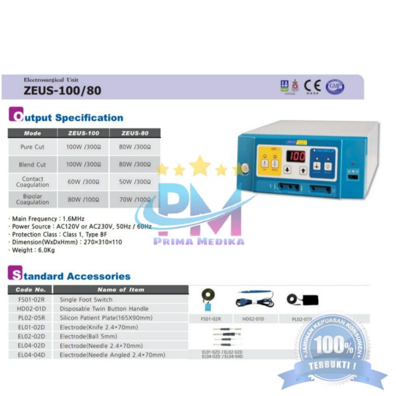 Electrosurgical Unit Zeus 100 Watt / Couter / Cautery / Esu