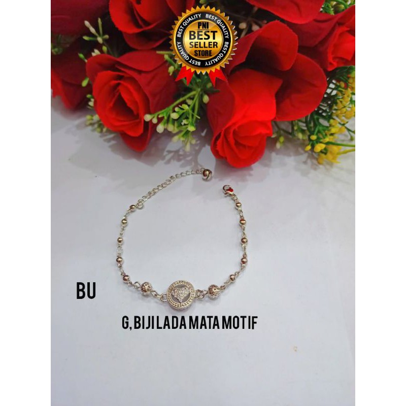 Fifi Fashion Gelang Tangan Dewasa Biji Lada Kerancang Kombinasi Model Perhiasan Lapis emas 19#