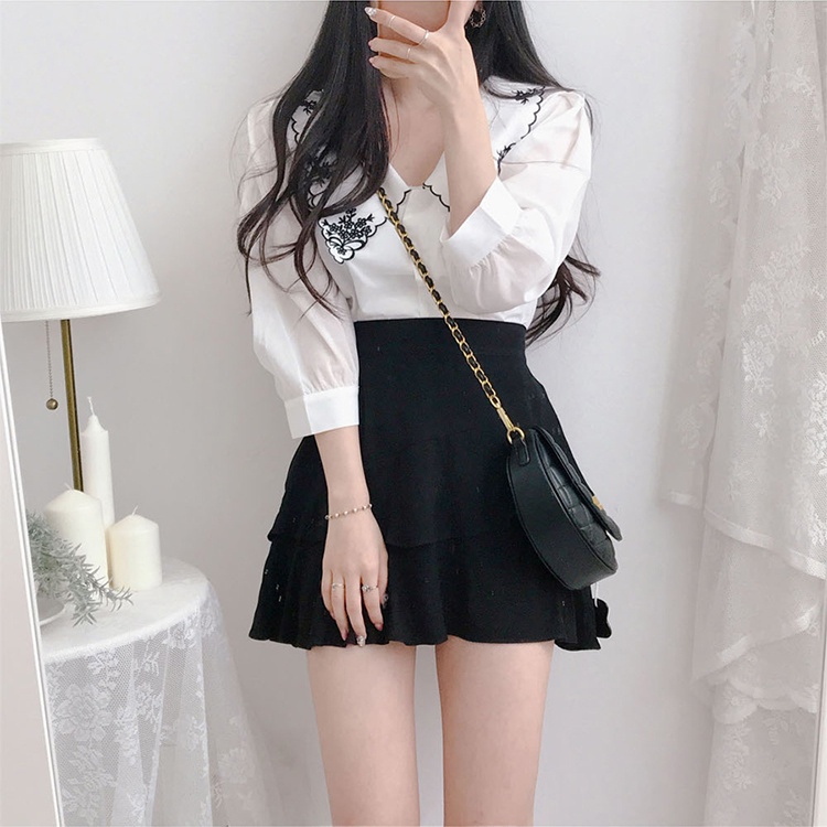 MOOGU ♡ Kemeja work lengan pendek shirt wanita korean style atasan