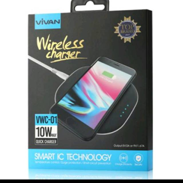 Wireless cas charge vivan VWC01 10W smart IC technology original garansi resmi 1th