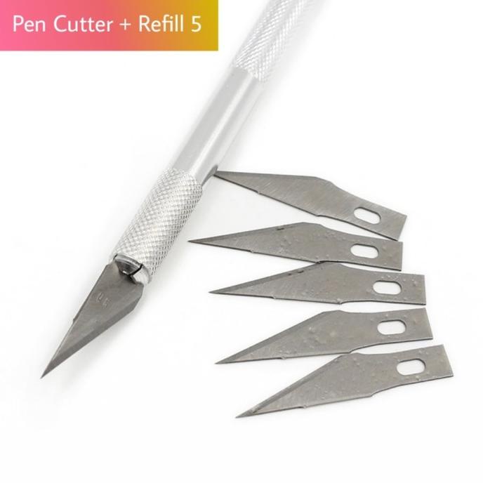 

PISAU CUTTER PEN KNIFE precision + FREE 5 REFILL limspoly48 Berkualitas