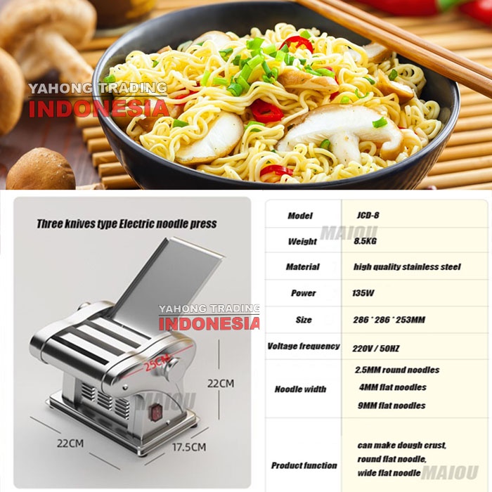 Mesin Pembuat Mie JCD 8 Mesin Giling Pencetak Mie Noodle Maker PANDA SCALE + PACKING KAYU