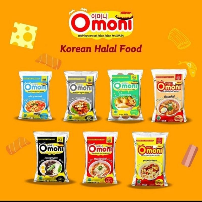 Omoni Korean Halal Food Korea 185g - 325g Tteokbokki Mozzarela Rabokki Kimchi Jjajangmyeon Odeng Suk