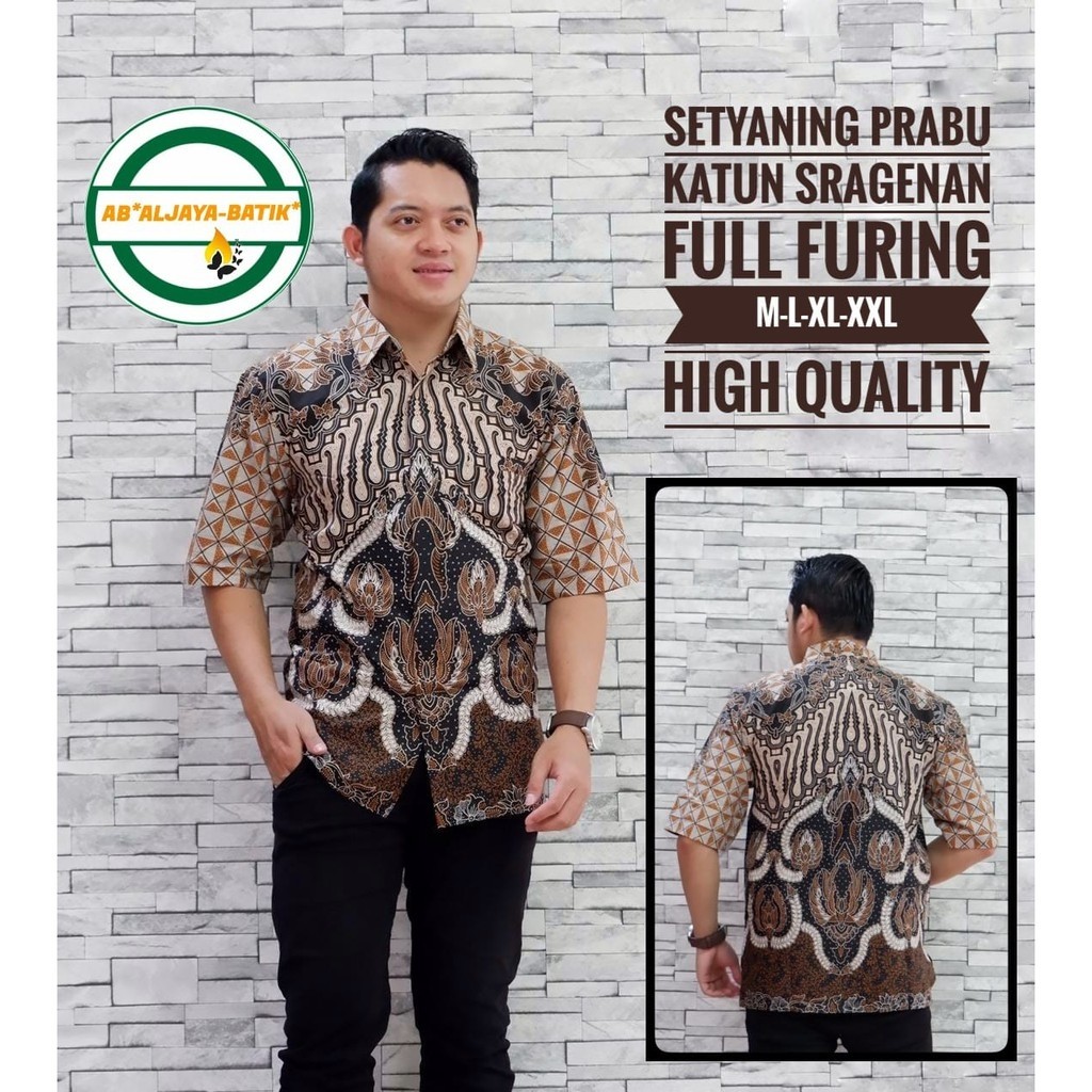 Setyaning Prabu Kemeja Batik Dewasa Lengan Pendek Full Furing Katun Sragenan Premium Batik Solo
