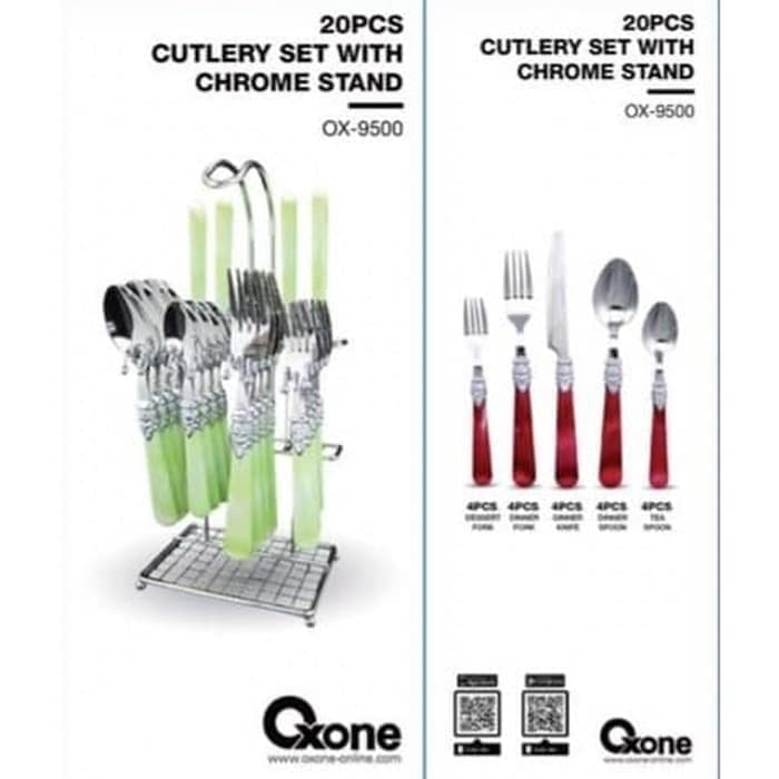 OXONE Sendok garpu pisau set 20pc + rak OX 9500 / cutlery set - Merah