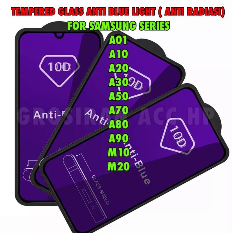 SAMSUNG A01 A10 A20 A30 A50 A70 A70S A80 A90 M10 M20 Tempered Glass Anti Blue Light Radiasi Full 10D 99D