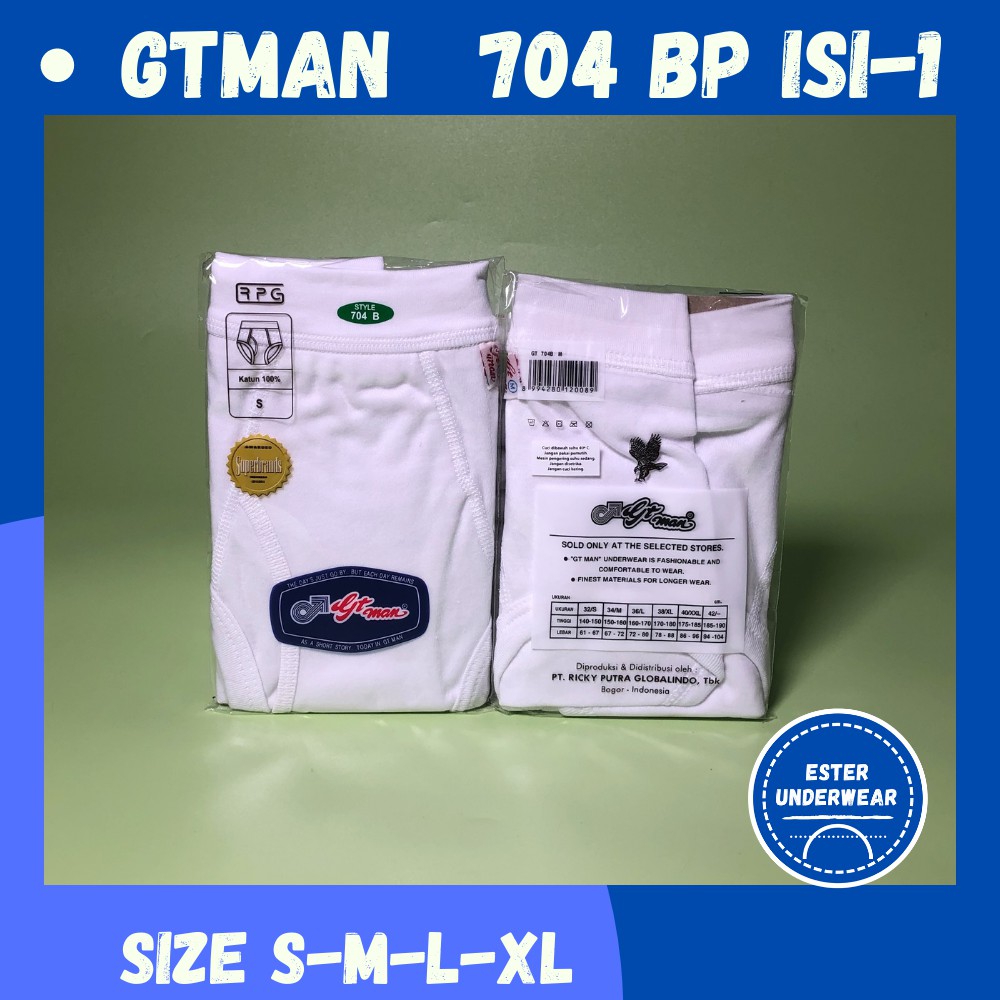 Celana dalam  Pria Gtman  704BP Putih ISI1Pcs