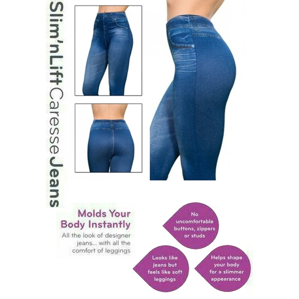 [COD] Legging Jeans Pengecil Paha Betis Kaki Membakar Lemak | Terlihat Ramping dan Trendy Caresse
