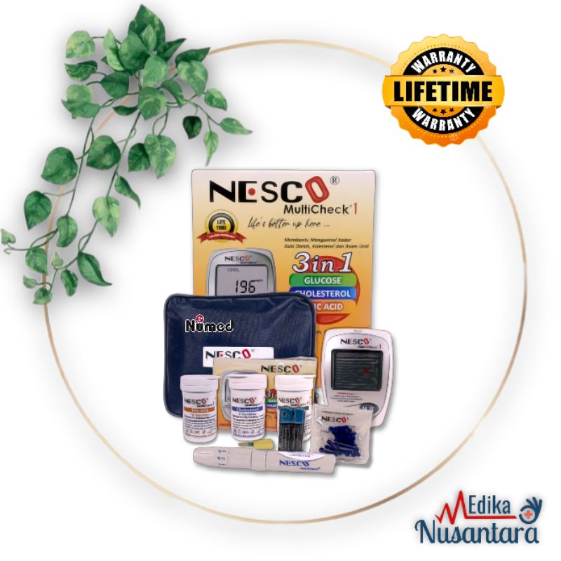 Alat Nesco Multicheck GCU 3 in 1 Monitoring Cek Gula Darah, Asam Urat, Kolesterol