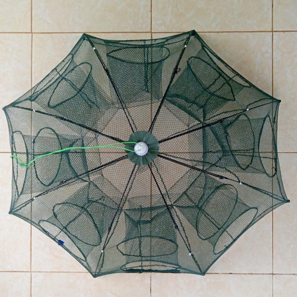 Jaring Perangkap Jebakan Udang Belut Ikan Gabus Lele Jaer Bupu Payung 16 Lubang