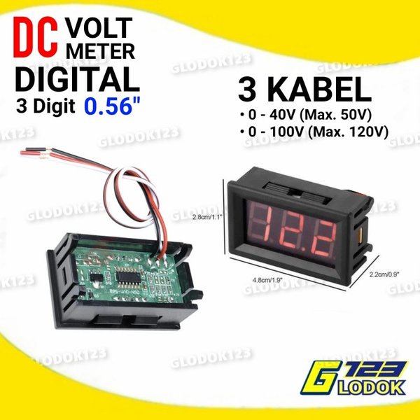 Voltmeter 0.56 inch DC 0V - 40V 100V Mini Digital Volt Meter 3 Kabel