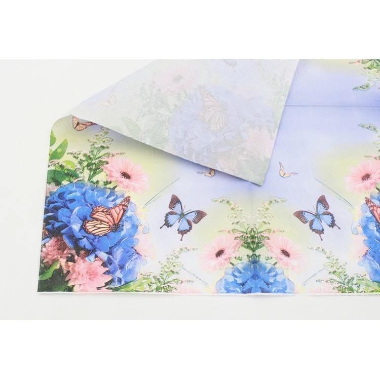 20 Lembar / Pack Serbet Kertas Tisu Motif Print Butterfly Hydrangea Untuk Dekorasi Acara Pesta