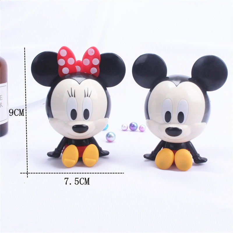 2pcs / Set Mainan Action Figure Disney Kepala Besar Mickey Minnie Mouse Untuk Dekorasi Kue Ulang Tahun Anak