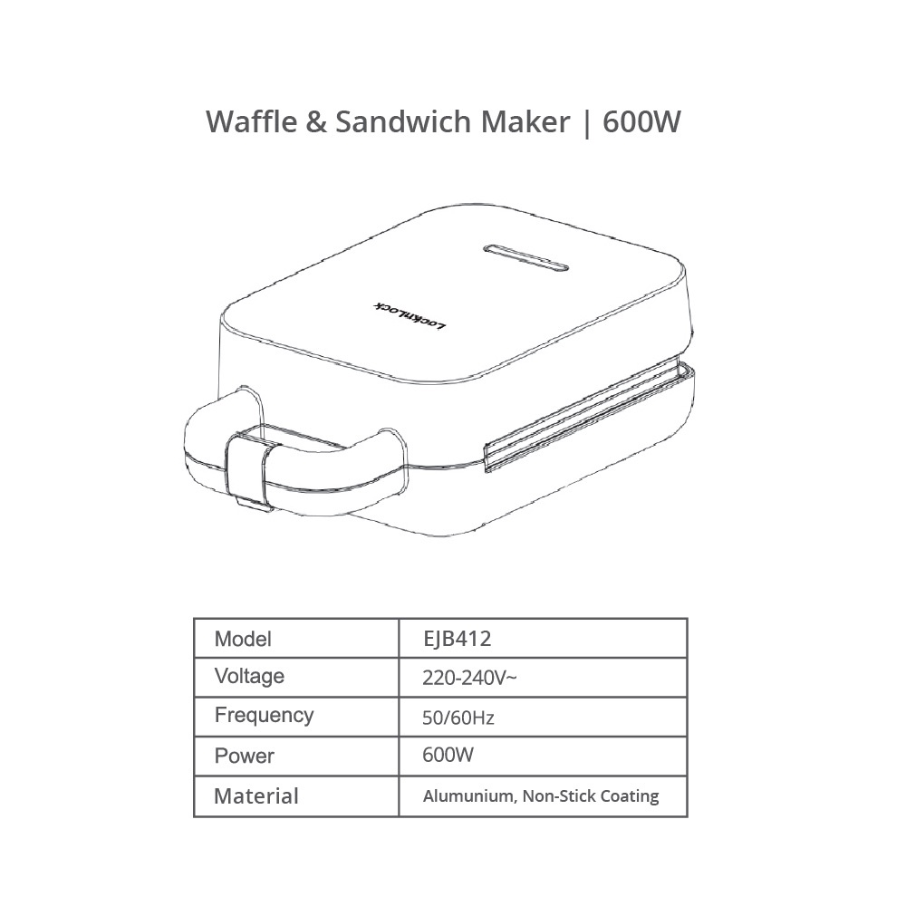 LocknLock Waffle &amp; Sandwich Maker - EJB412