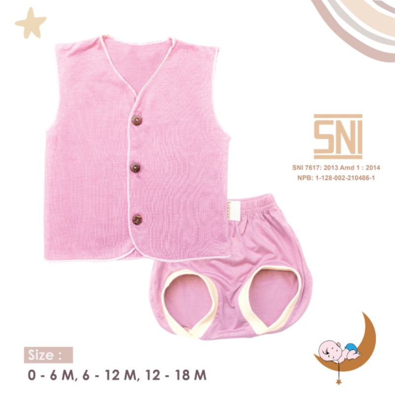 SNI MOONS Stelan Kutung Polos Newborn Premium | Baju Bayi Newborn