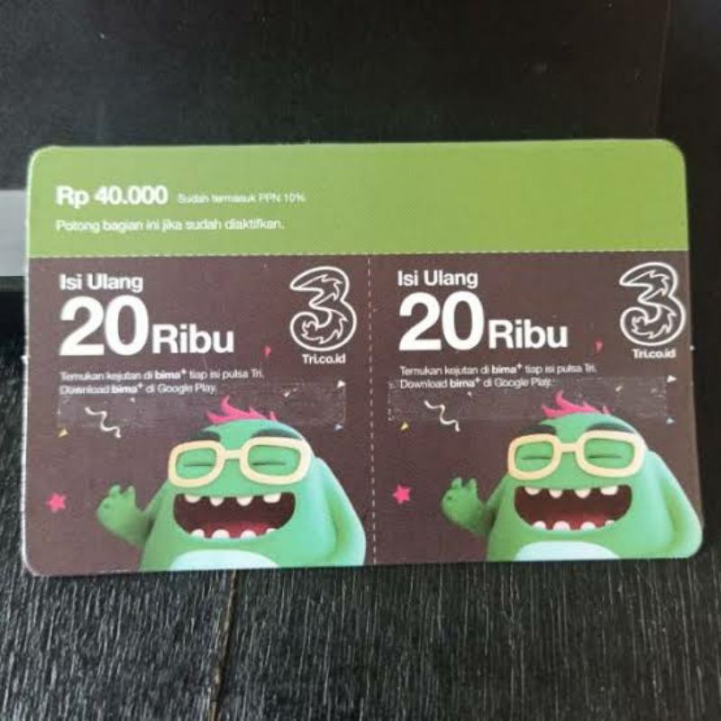 Voucher paket data& pulsa tri 20rb-50rb dan kuota 6gb