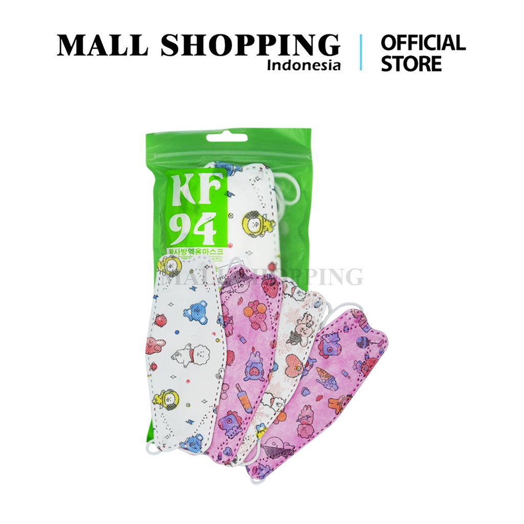 (COD) Masker Anak KF94 Mask Motif Earloop Mask 4Ply 5 Variasi Mix Isi 10PCS MALL SHOPPING