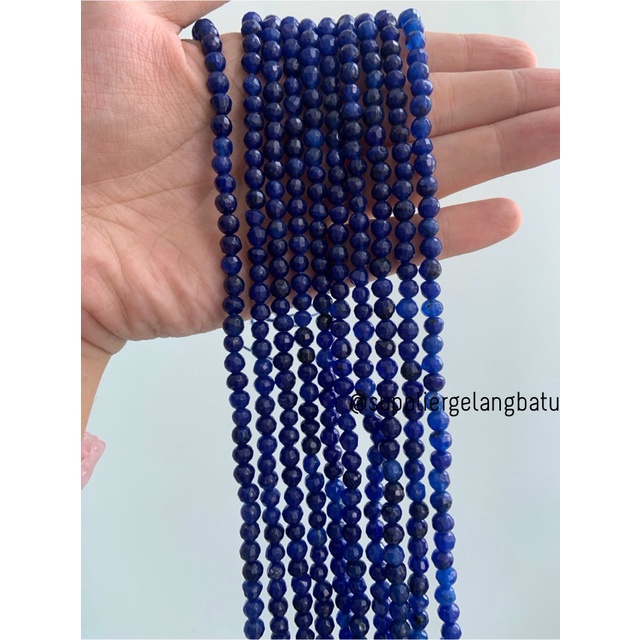 Batu LAPIZ LAZULI CUTTING biru 6mm natural afghanistan bahan aksesoris