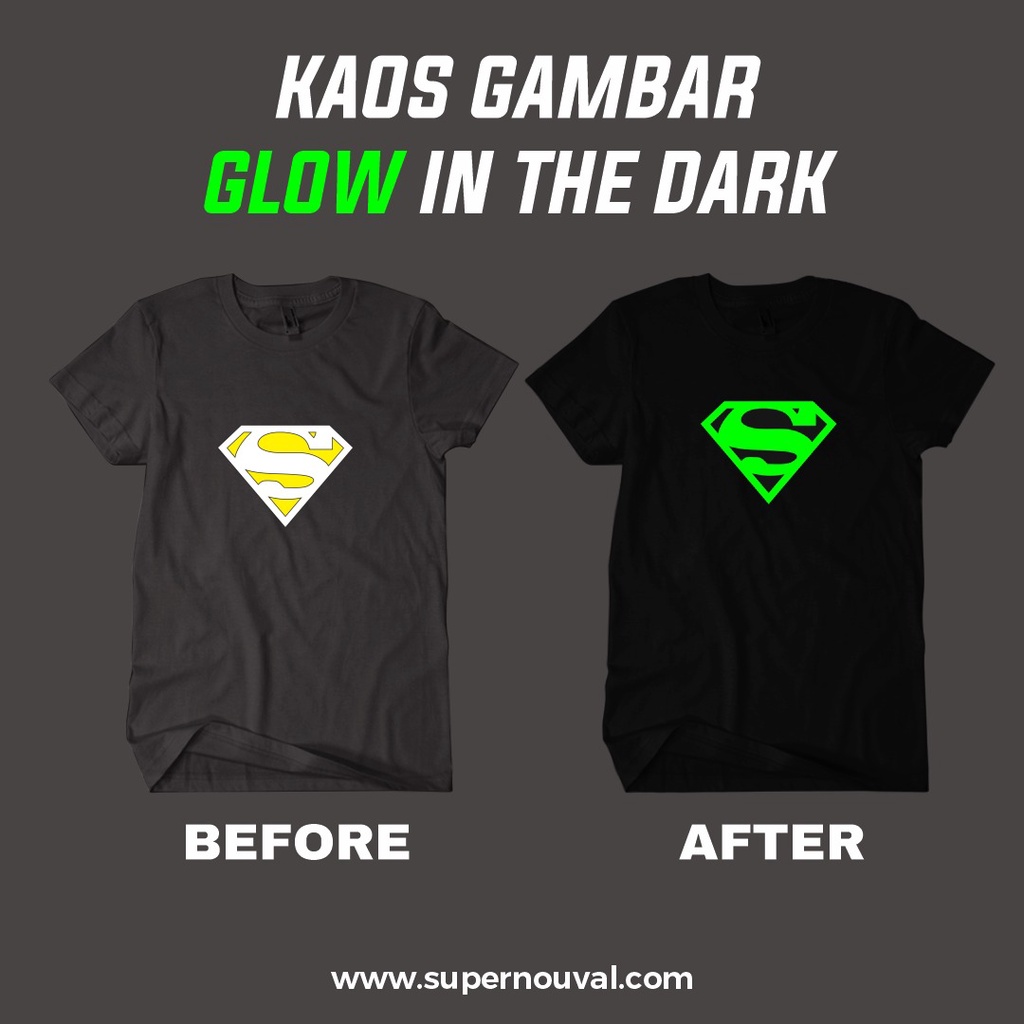 Kaos katun distro kaos yang bisa Menyala Dalam Gelap / Glow in the Dark Costom kekinian keren