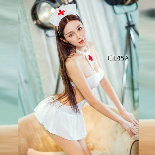 [TRUSTED SELLER] SEXY COSTUME NURSE LINGERIE SERAGAM PERAWAT SEKSI PUTIH CL45A