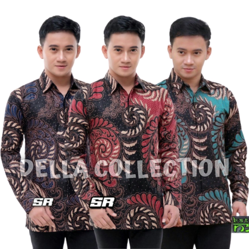 Kemeja Batik Pria Lengan Panjang Batik Puser Merah Navy Hijau Modern Exclusive