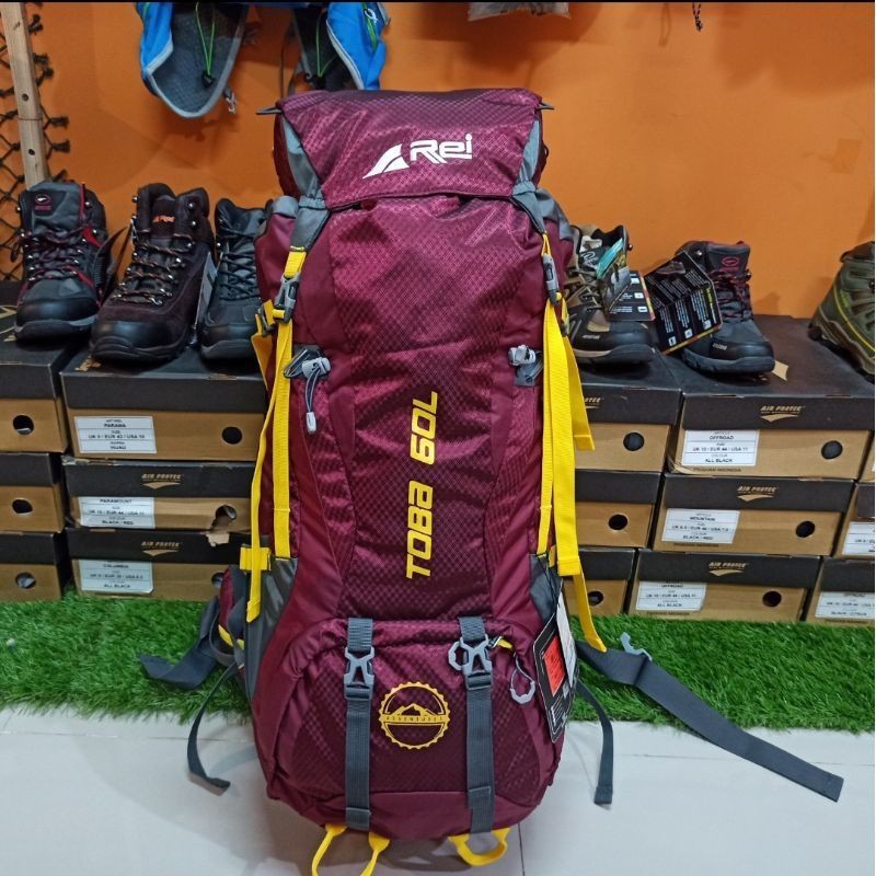 Tas Carrier Rei Toba 60L Original 100% Tas Gunung Rei Original+Raincover