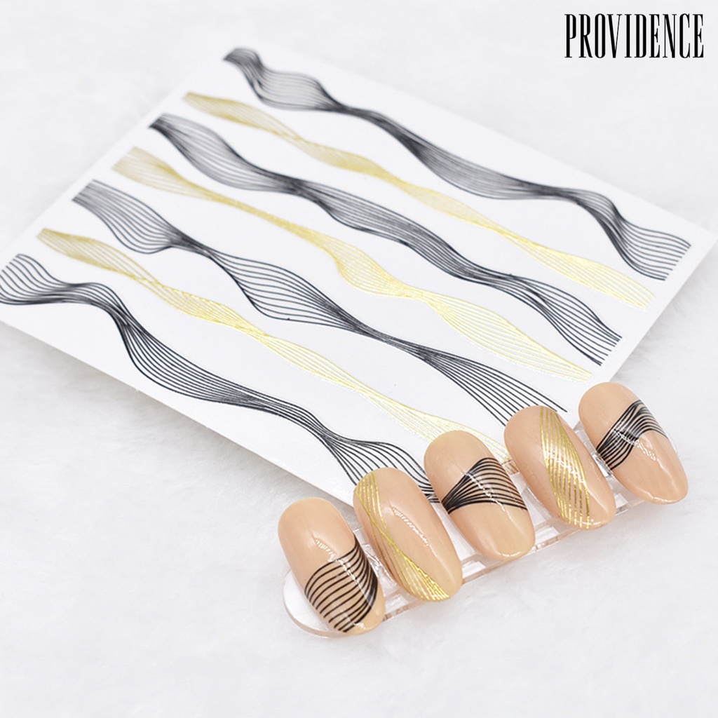 Stiker Kuku 3d Motif Garis Gelombang Untuk Dekorasi Nail Art