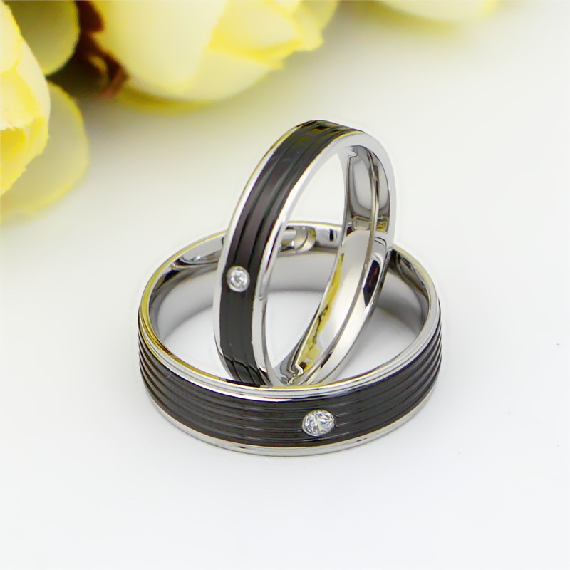 [ BARU ] Cincin Couple Hitam Perhiasan Titanium Couple Ring Tunangan / Nikah / Pasangan / Kawin C069