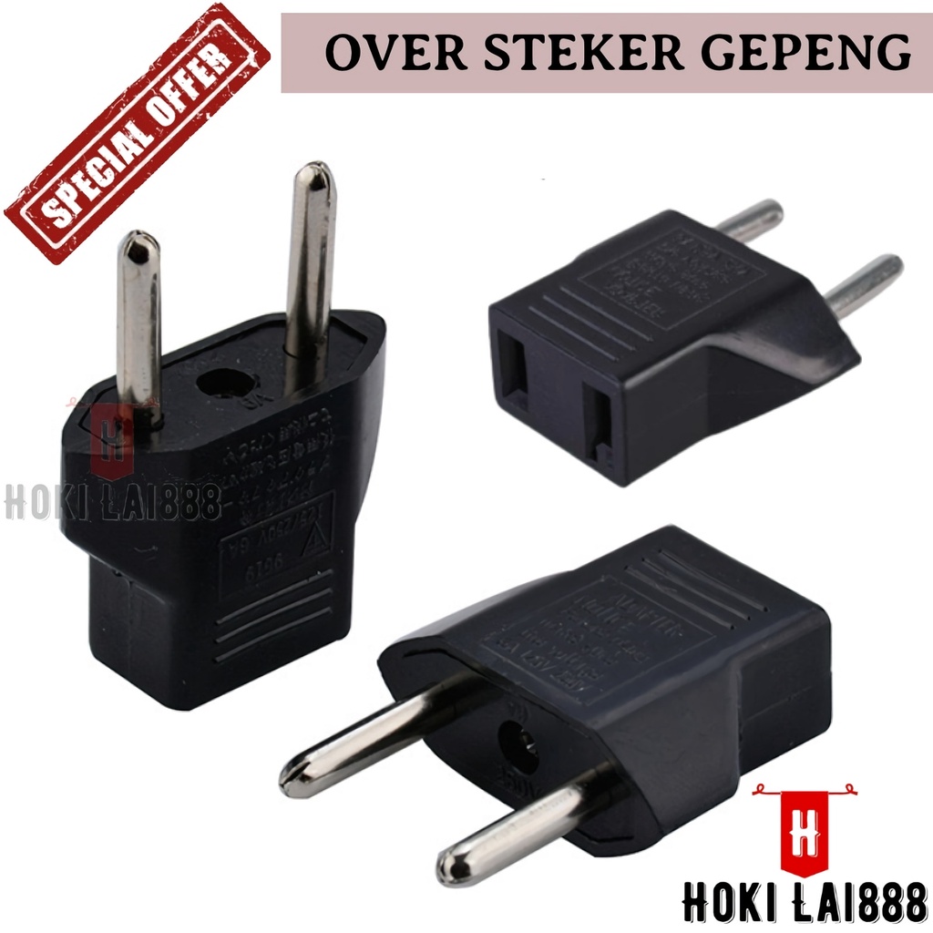 [HKL] OVER STEKER GEPENG ADAPTOR COLOKAN SAMBUNGAN LISTRIK GEPENG KE BULAT / OVER STEKER GEPENG