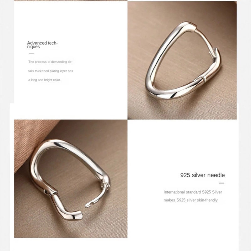 Anting Stud 925 Sterling Silver Bentuk Geometris Gaya Korea Untuk Wanita