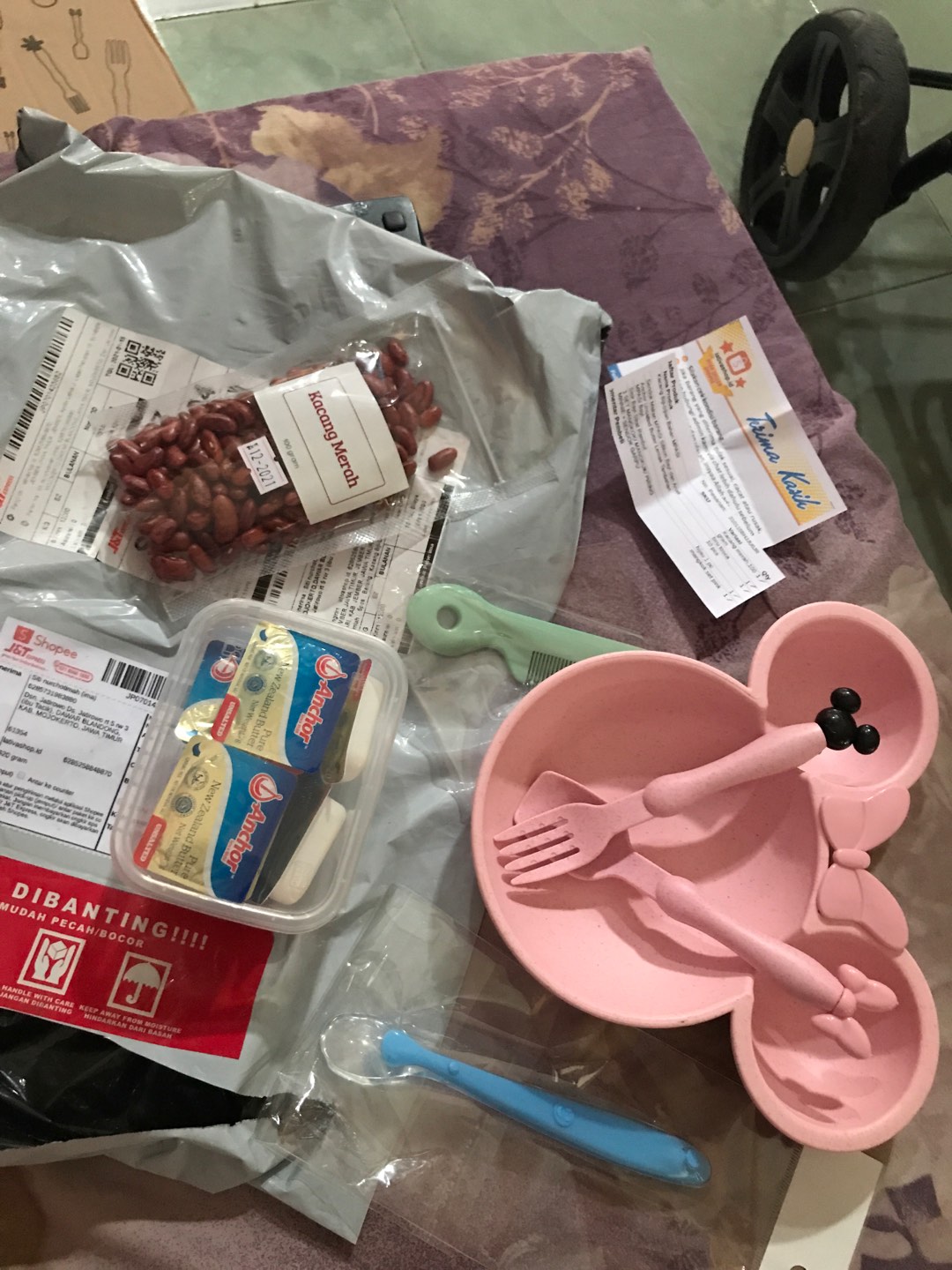 1 Set Mangkok/ Mangkuk/ Piring Minnie + Sendok Garpu