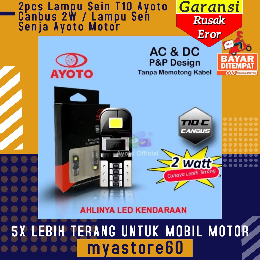 Lampu Sein T10 Ayoto Canbus 2W Lampu Sen Senja Malam Ayoto Motor 2pcs Lebih Terang Dan Premium