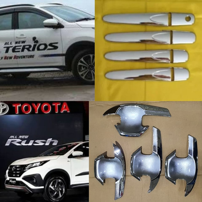 Paket cover handle PINTU + outer MANGKOK TOYOTA  ALL NEW RUSH / DAIHATSU ALL NEW TERIOS 2018 CROME