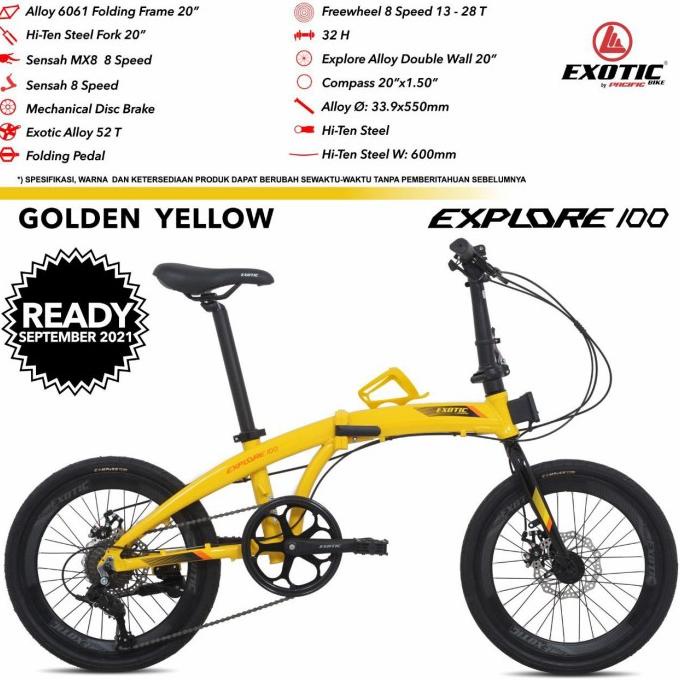 sepeda lipat EXOTIC EXPLORE 100 by PACIFIC ALLOY 8 SPEED