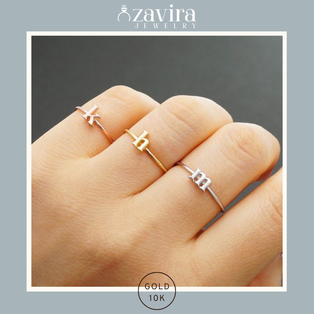 Cincin Emas 10K Inisial Huruf