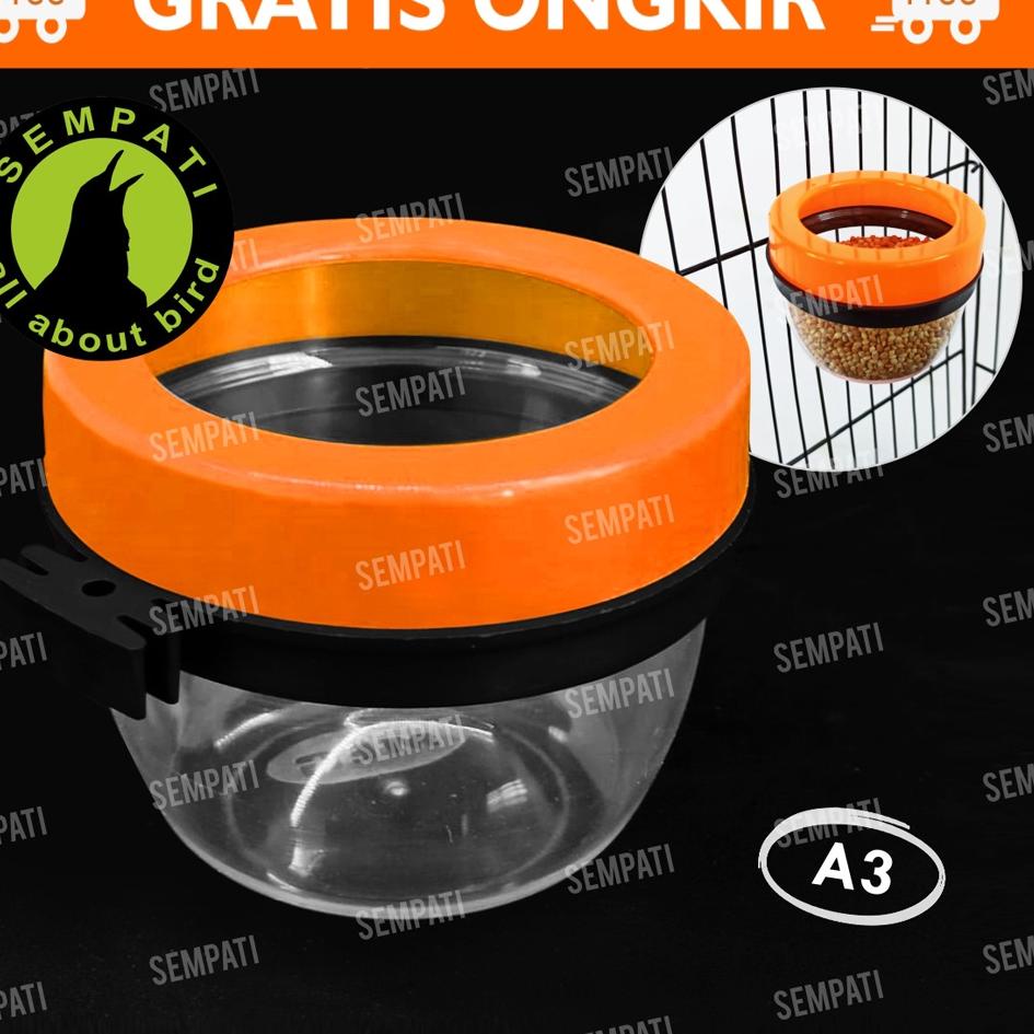 Laris GHNCL CEPUK PLASTIK A3 CANGKIR BULAT TEMPAT PAKAN MINUM BURUNG ANTI TUMPAH CEPUK MILLET GRIT W