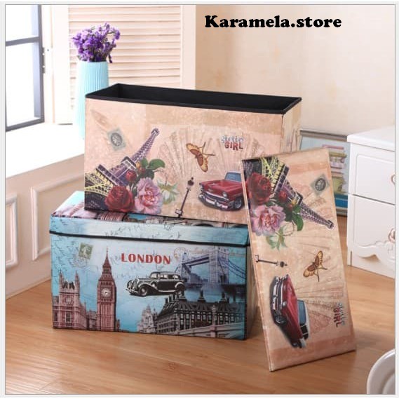 Sb002 - Jumbo Storage Box / Storage Stool / Tempat Mainan Ukuran 60 Cm - Paris Kosm V4a8