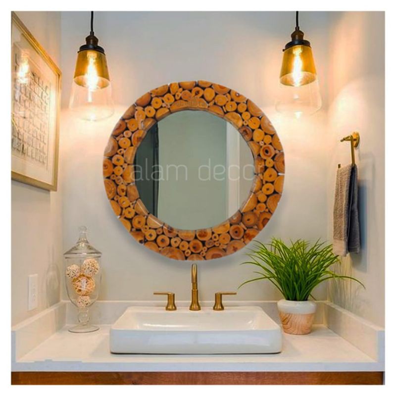 STUDENTCRAFT Cermin bulat dinding aesthetic/Cermin Wastafel/Dekorasi rustic dinding/Kaca bulat aesth