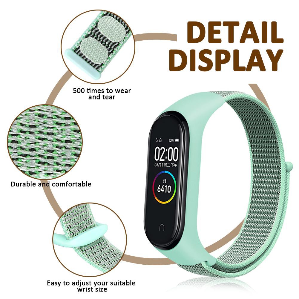 Mi Band 5 6 7 8 9 Gelang Olahraga Tali Nylon Strap Xiaomi Miband 3/4 Tali Nilon Velcro Band