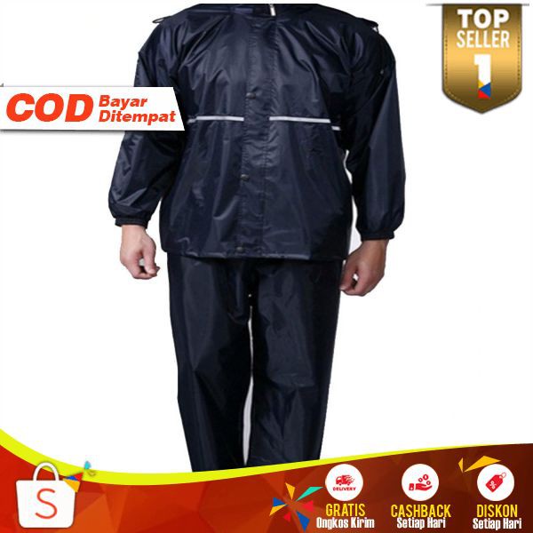 J025 Jas Hujan Motor PVC Set Jaket Celana Waterproof Raincoat Anti Air Tidak Tembus