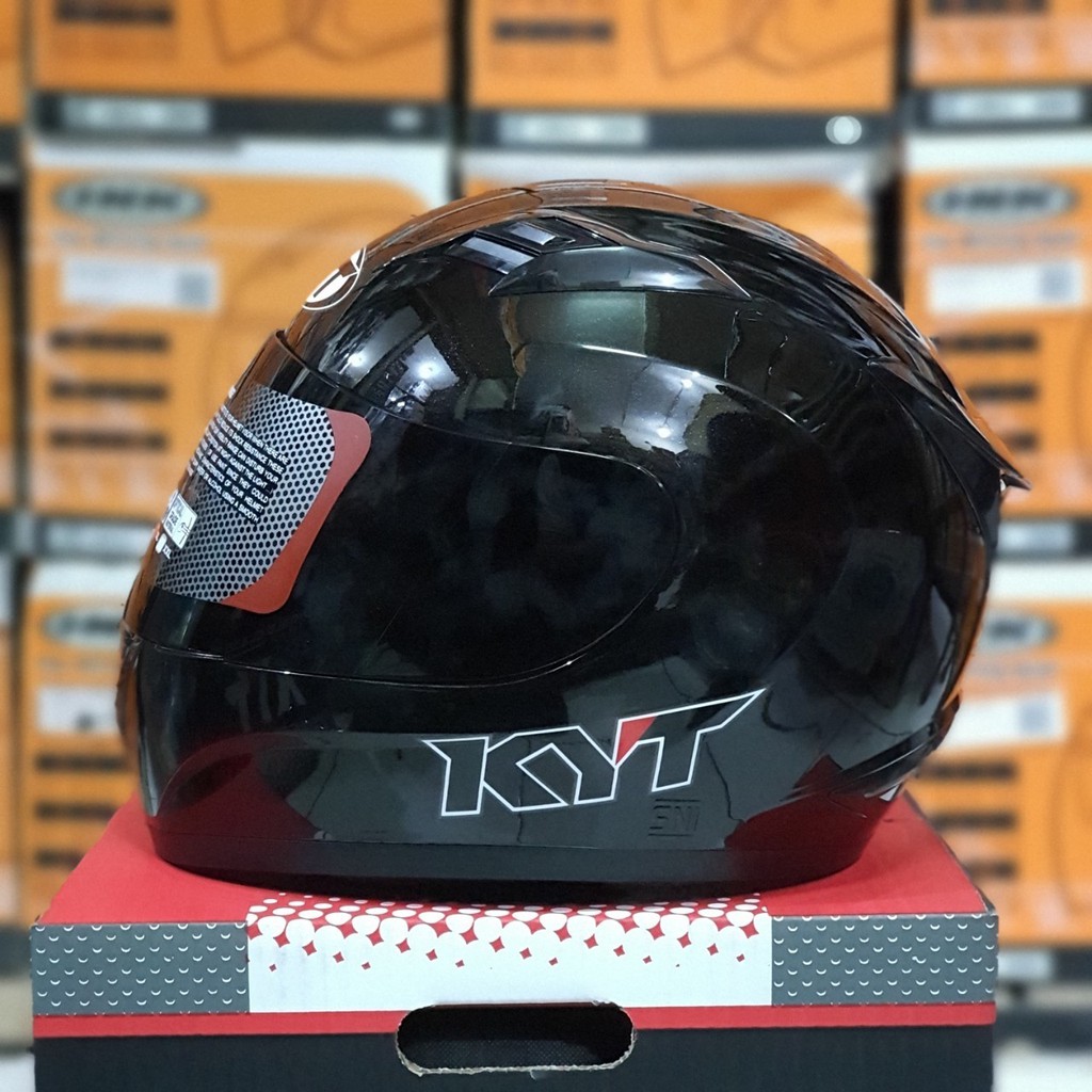 HELM KYT R10 SOLID BLACK GLOSSY R10 HITAM GLOSI ORIGINAL