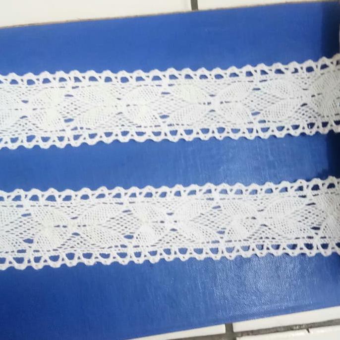TERMURAH Renda Rajut cream 4.5cm, rollan 15yard (13.5 meter) - Putih