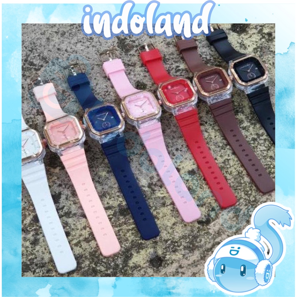 ☀ INDOLAND ☀ JT037 Jam Tangan Wanita Cewek Hosh Poppies Sergi Jarum Strap Rubber