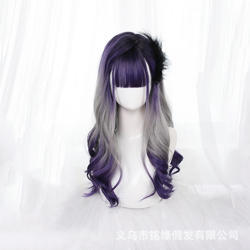 LOL-28 wig daily lolita rambut palsu jepang korea kpop idol gradasi silver ungu