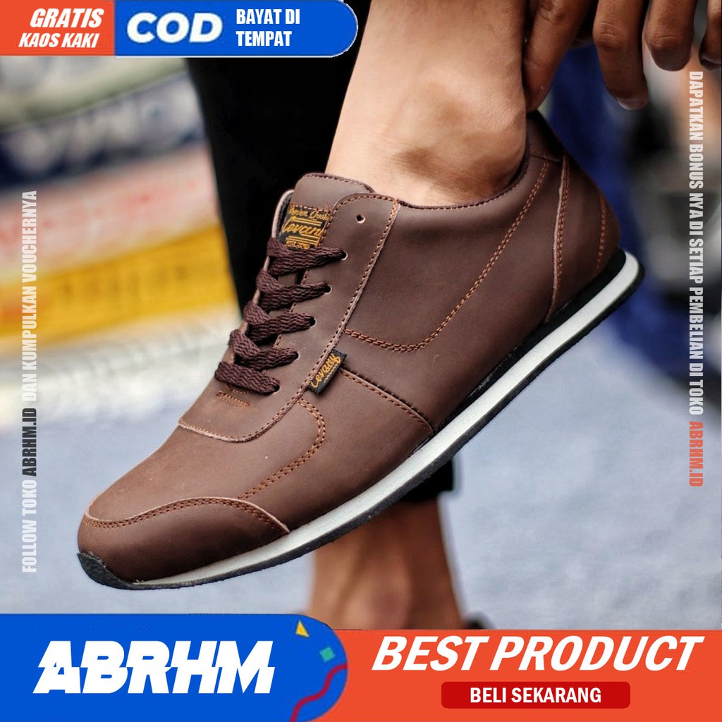 ABRHM x MORLEY Sepatu Sneaker Pria Sepatu Pria Casual Sneakers Kulit Asli Ori Keren Cowo/Cowok Sepatu Kasual Kasual Kerja Kuliah Gaya Santai Kekinian Original