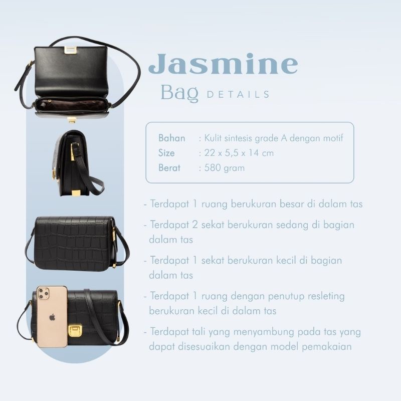 JASMINE BAG JIMS HONEY ORI TAS SELEMPANG WANITA IMPOR FASHION CEWEK KOREA SLING CLASSIC ELEGAN MURAH